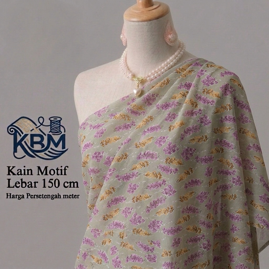 Kain Sifon Sutra Silk Premium - kain sifon motif bunga - sifon premium - kain sifon Bangkok - kain m