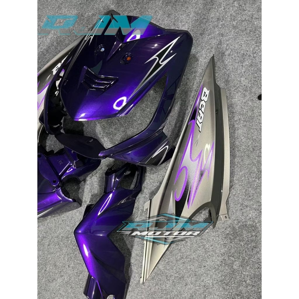 Full Body Halus Honda Beat Karbu 2008- 2012 Warna biru cendy & grey varian custom List Striping Tran