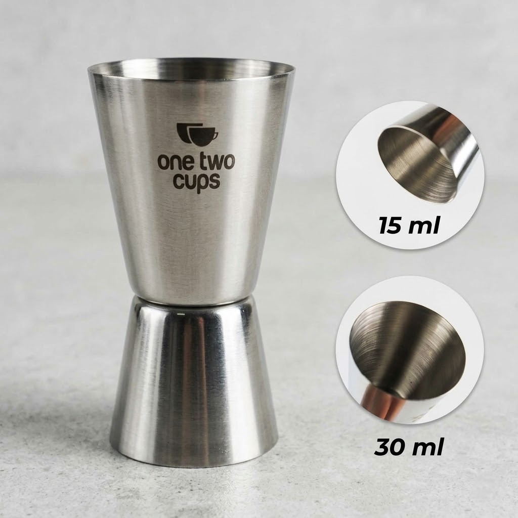 Double Shot Jigger Gelas Ukur Bartender Meja Bar 15ml 30ml Takar Racik Cup Ujung Stainless Steel