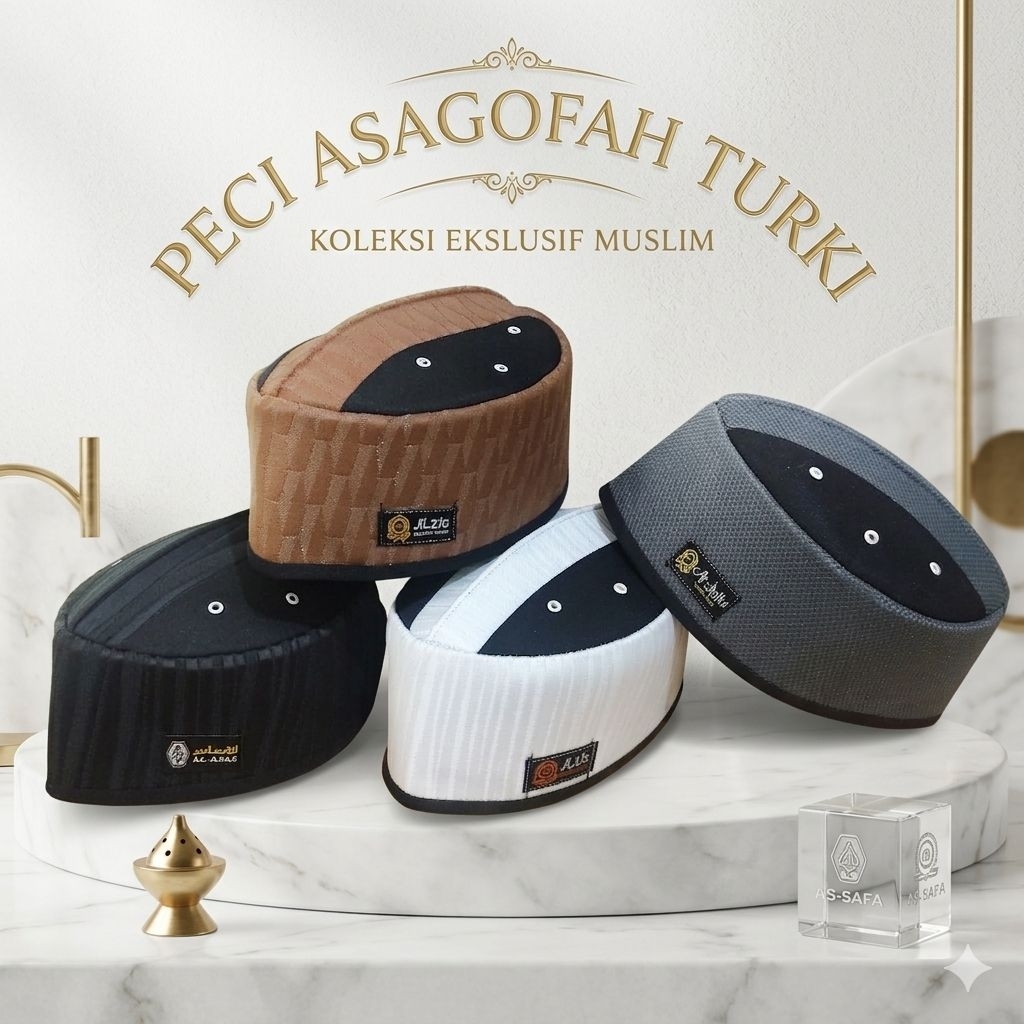 Peci ASAGOFAH TURKI SPON , Kopiah Assagofah Turki Mesir Spon , Songkok Asagofah Spon Turki , Peci Ko