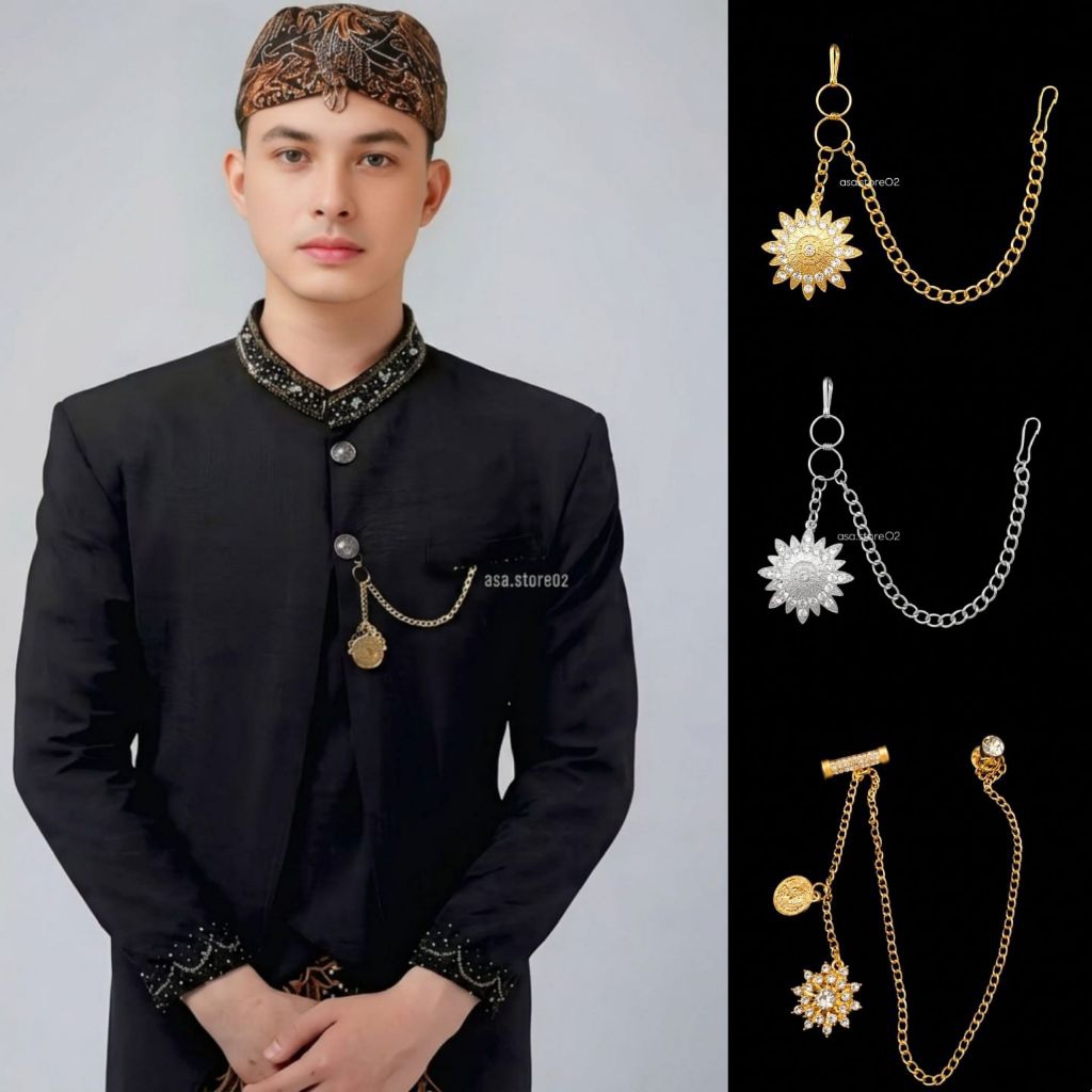 Bros Beskap Pria Jawa Sunda Betawi/Bros Rantai Jas/Bros Cowok/Bros Baju Adat Laki Laki/Baju Adat Per
