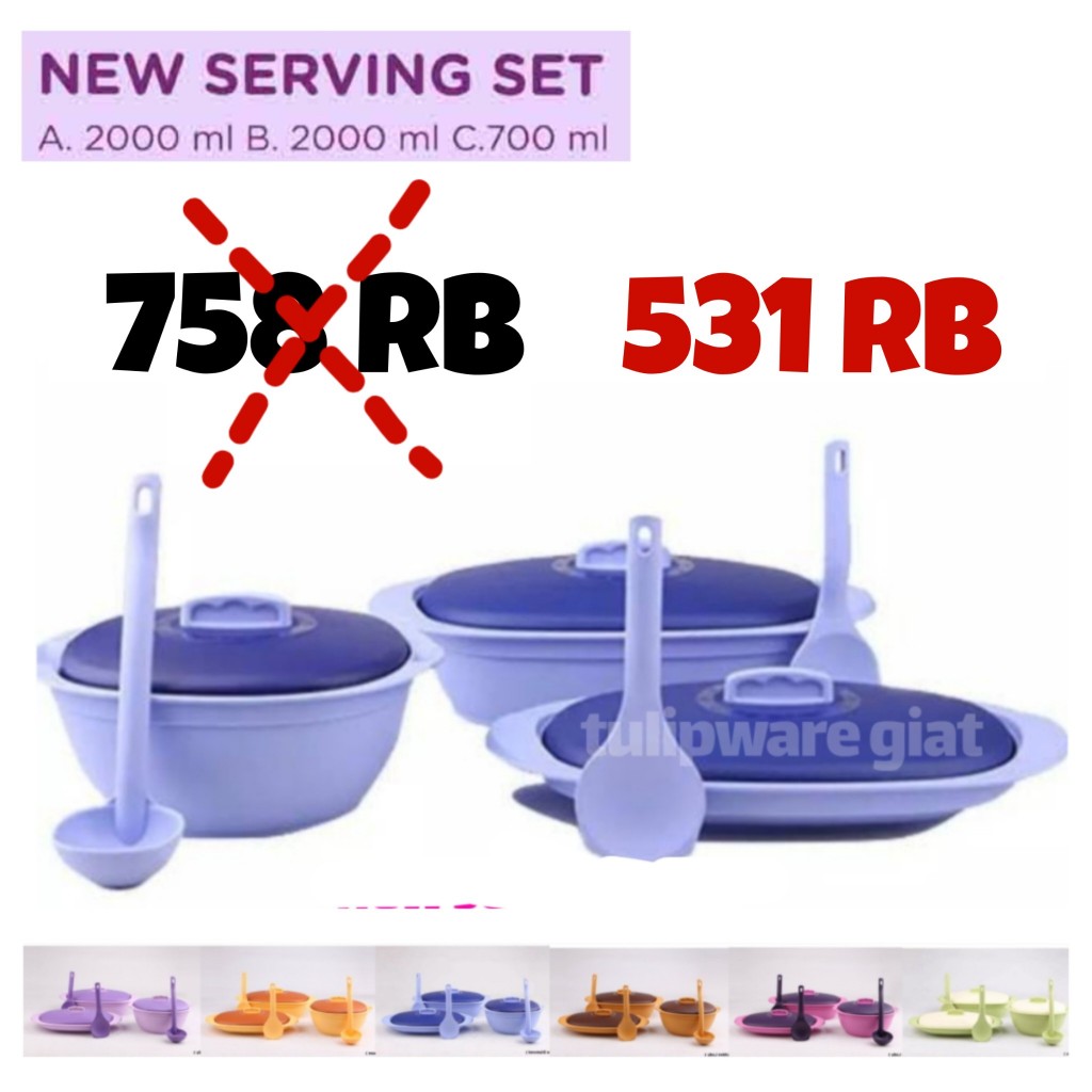 TULIPWARE NEW SERVING SET Lodor Tempat Penyajian Makanan Isi 3