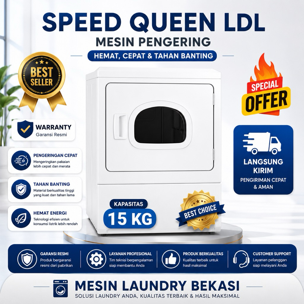 SPEED QUEEN DRYER GAS KOMERSIL SERI LDL /FDL KAPASITAS 15 KG