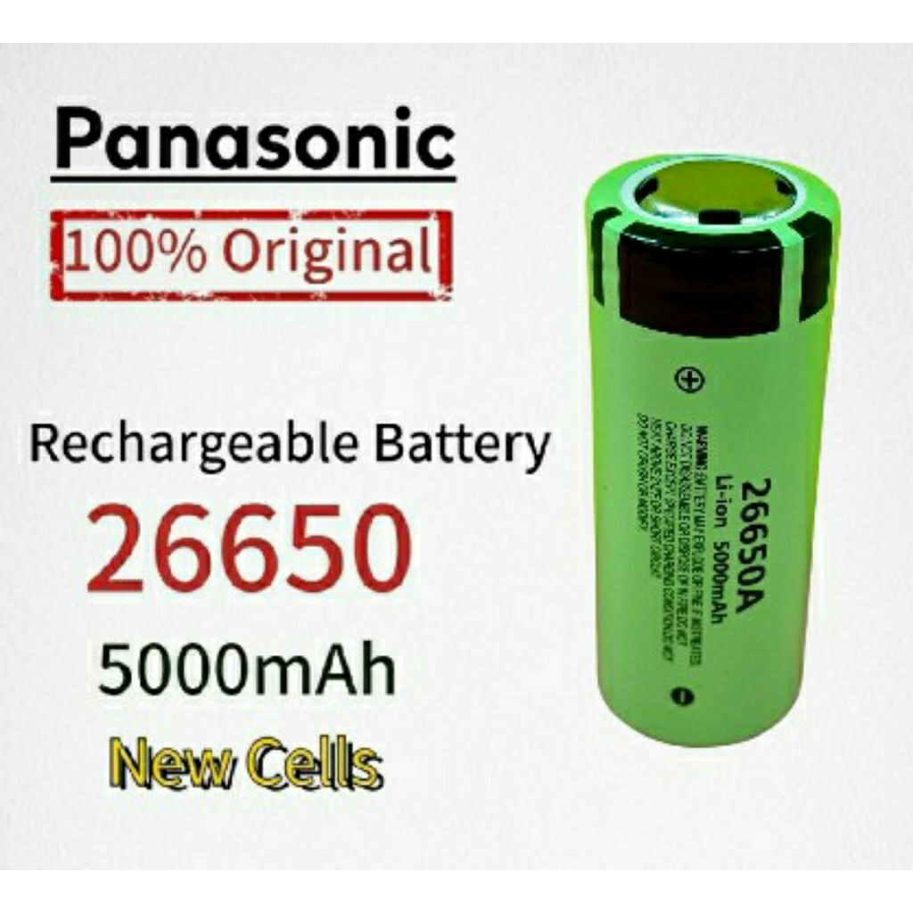 Panasonic Baterai Lithium 26650 26650A 5000mAh Recharge