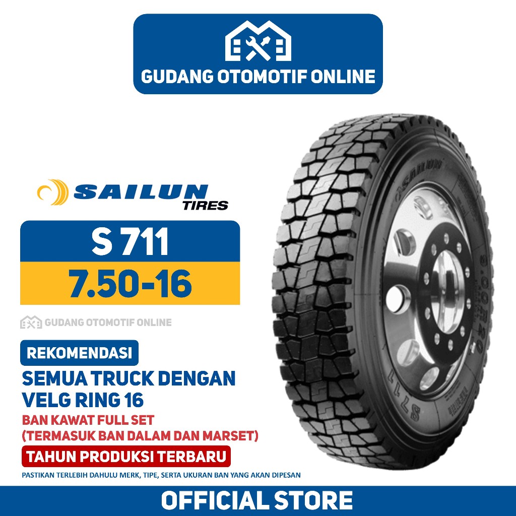 Ban Truk Sailun S711 750 R16 16 Truck Colt Diesel Canter Ragasa 7.50 R16