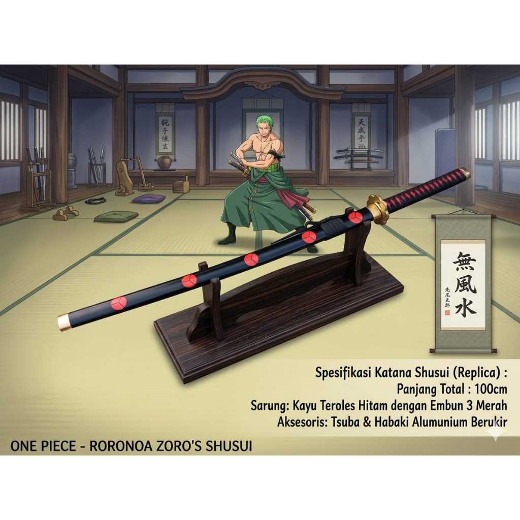 pedang cosplay wood zoro shusui anime one piece