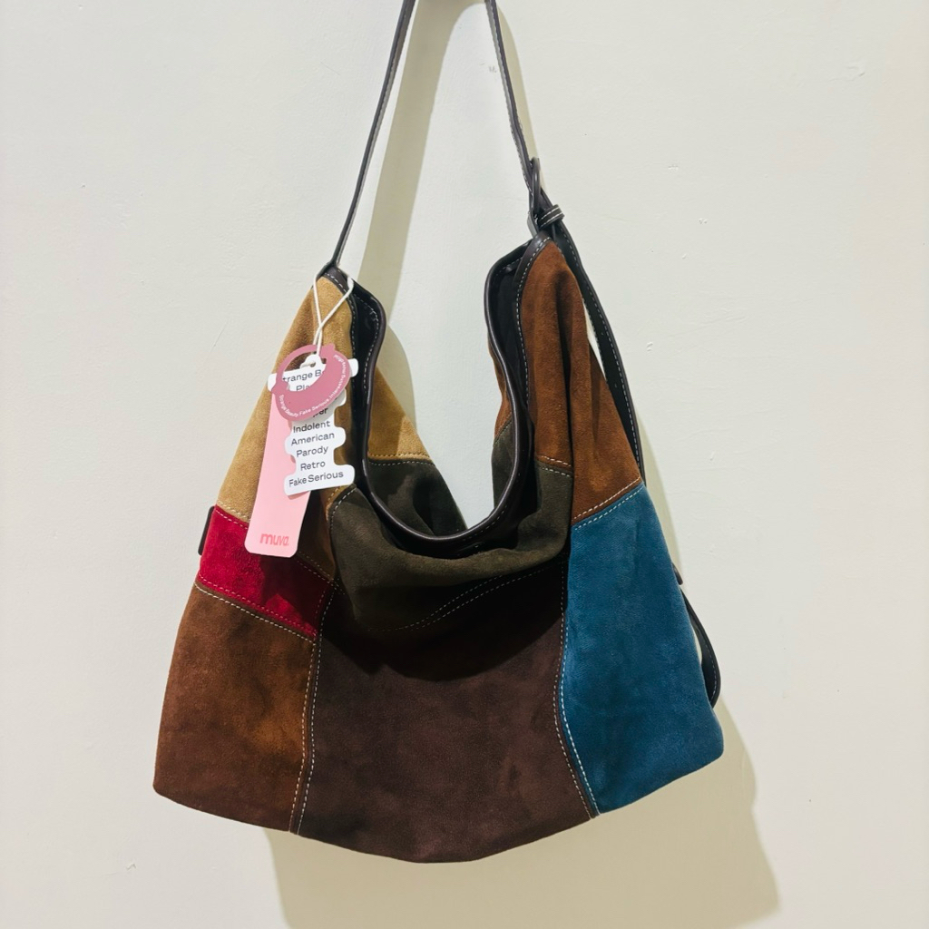 MUVAA hobo puzzle series multicolour suede mirror bag (NEW & NO BOX)