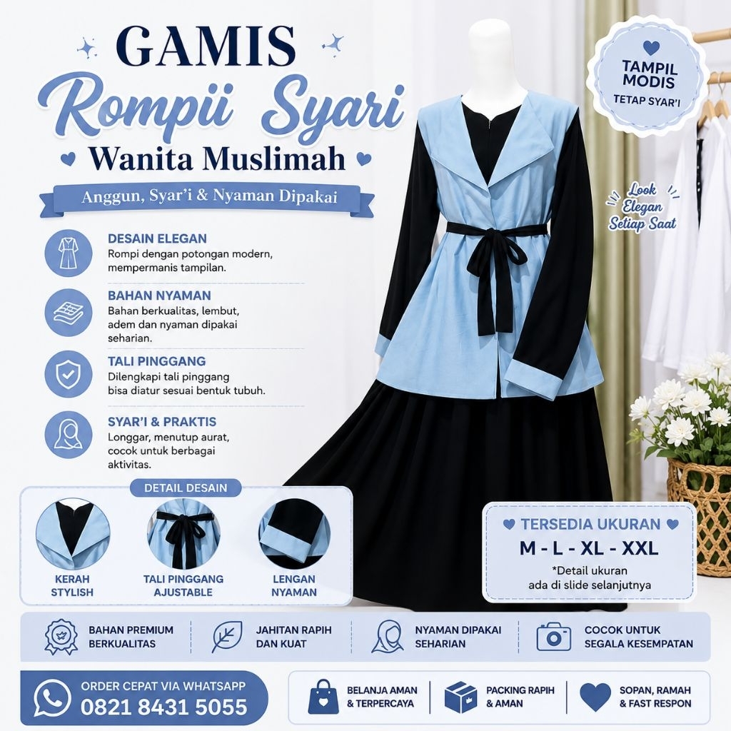 gamis rompii syari wanita Muslimah