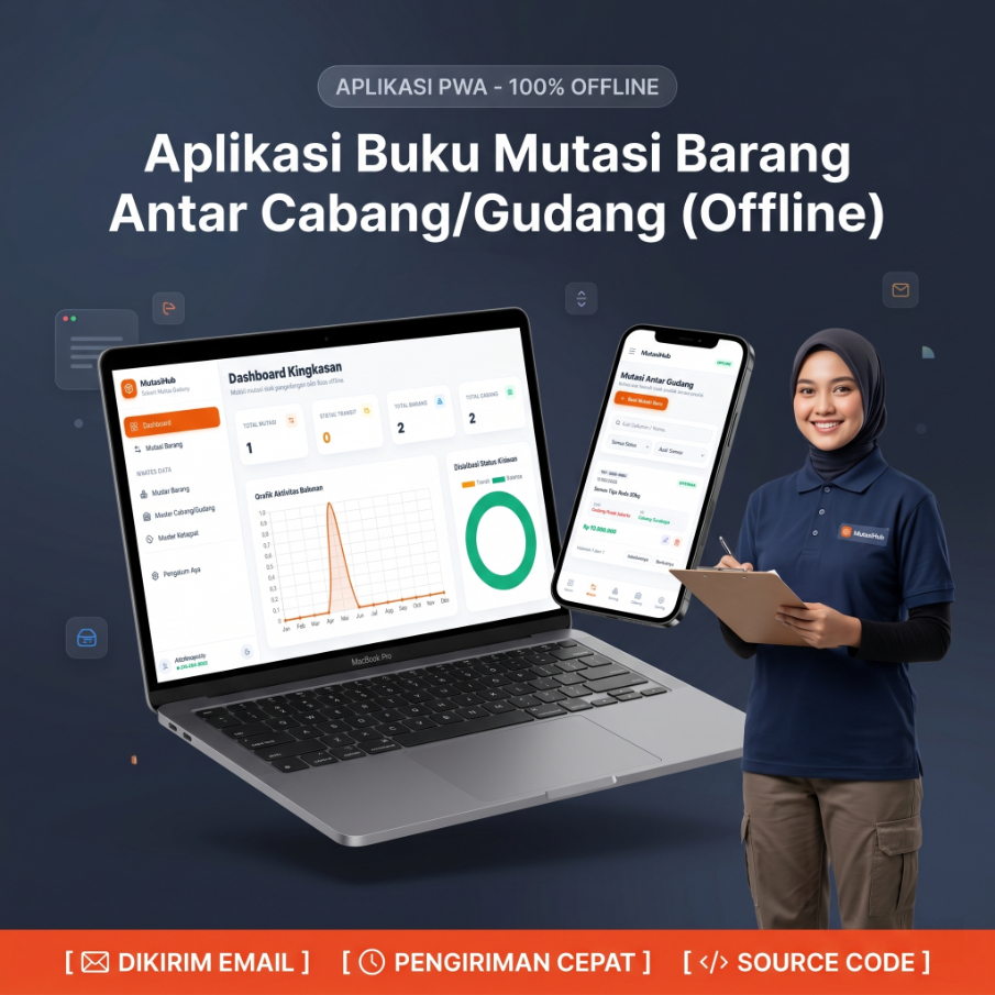 Source Code Aplikasi Mutasi Barang Gudang Offline PWA MutasiHub Sekali Bayar