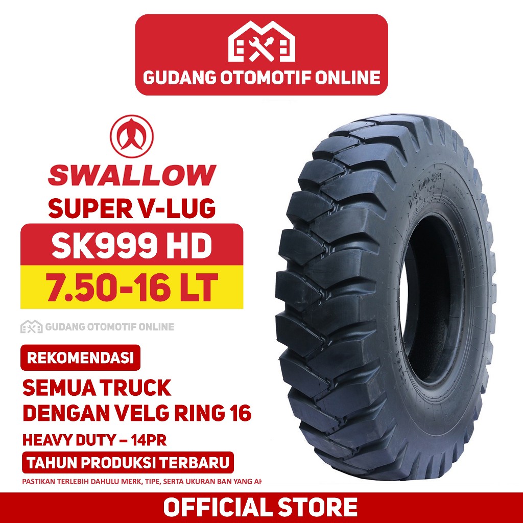 Ban Truk Swallow Super VLUG HD Heavy Duty 750 R16 16 Truck Colt Diesel Canter Ragasa 7.50 R16