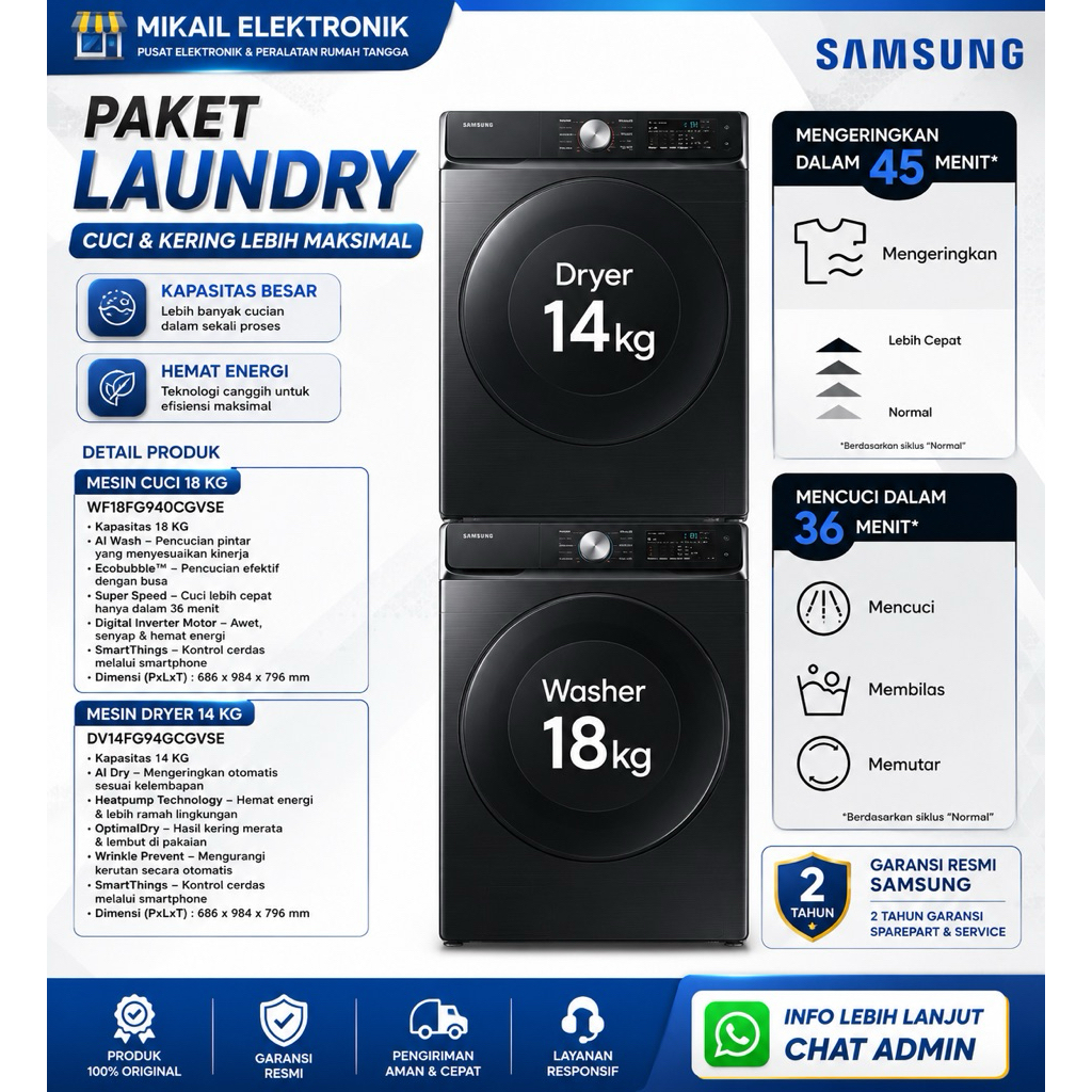 Stack Washer & Dryer Samsung Commercial Laundry