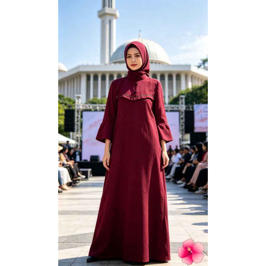 GAMIS PESTA KATUN TEBAL BORDIR TEKSTUR LD 96 PB 130 NEW PREMIUM