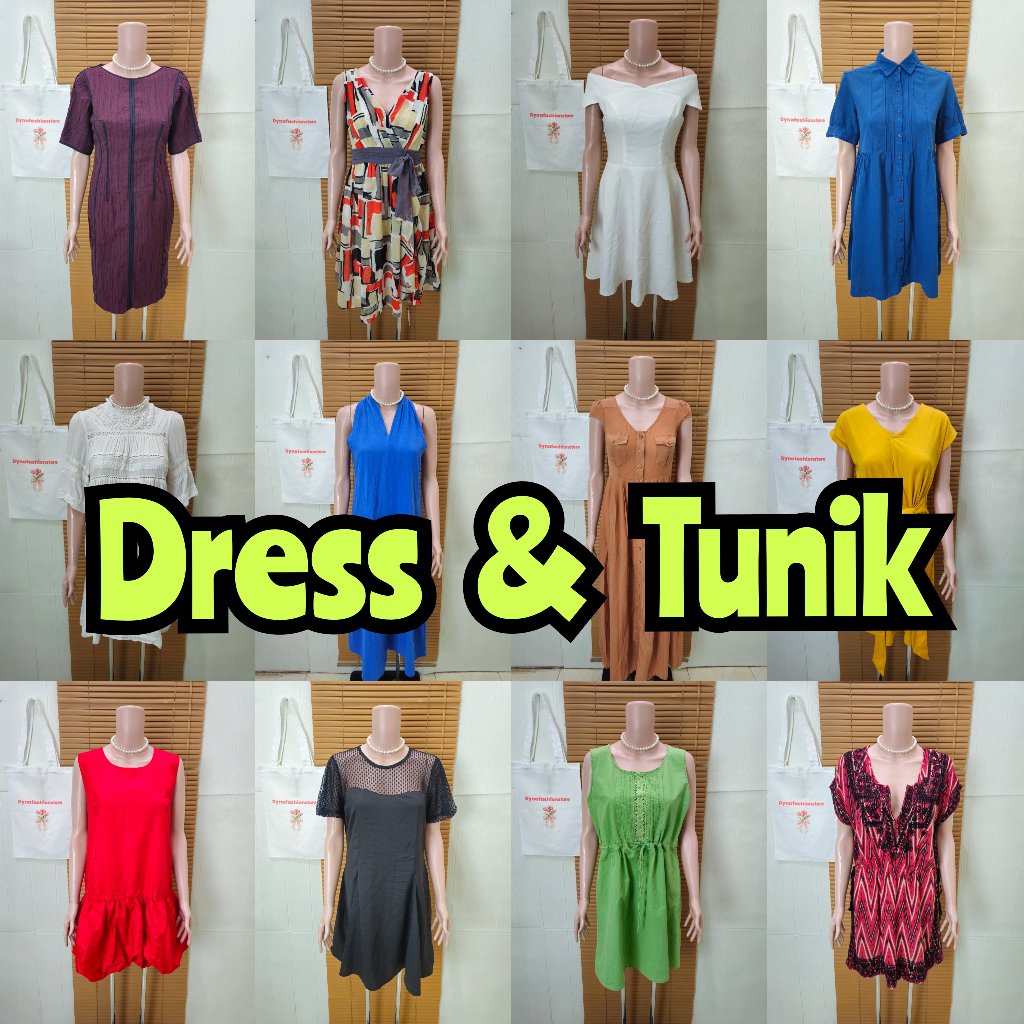Dress / Tunik / mini Dress lengan pendek  / Long Dress / Daster / sabrina / tali satu
