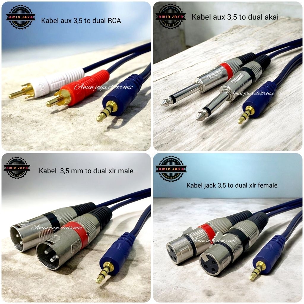 Kabel HP ke mixer /kabel jack 3,5 mini stereo to rca xlr akai