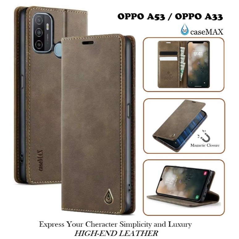 Luxury case for OPPO A53 / OPPO A33 caseMAX magnetic leather flip wallet and stand