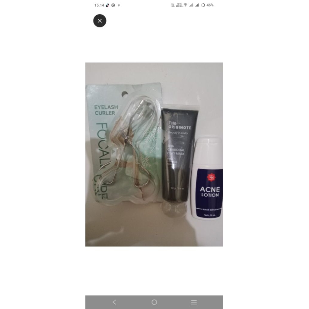preloved eyelash curler focallure, masker charcoal originote new segel, viva acne lotion NEW