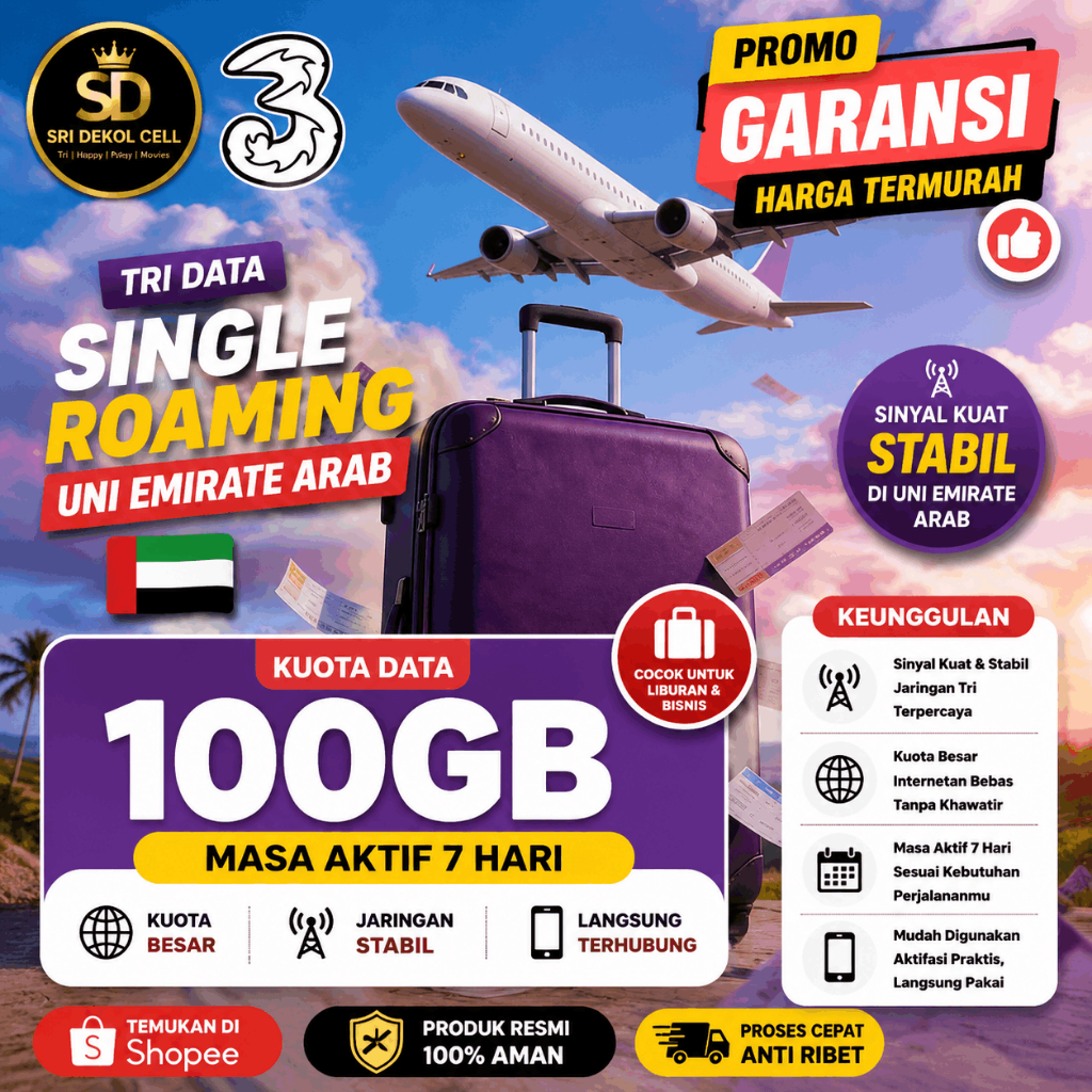 Tri UAE 100GB 7 Hari – Internet Gede Buat Liburan & Kerja Remote