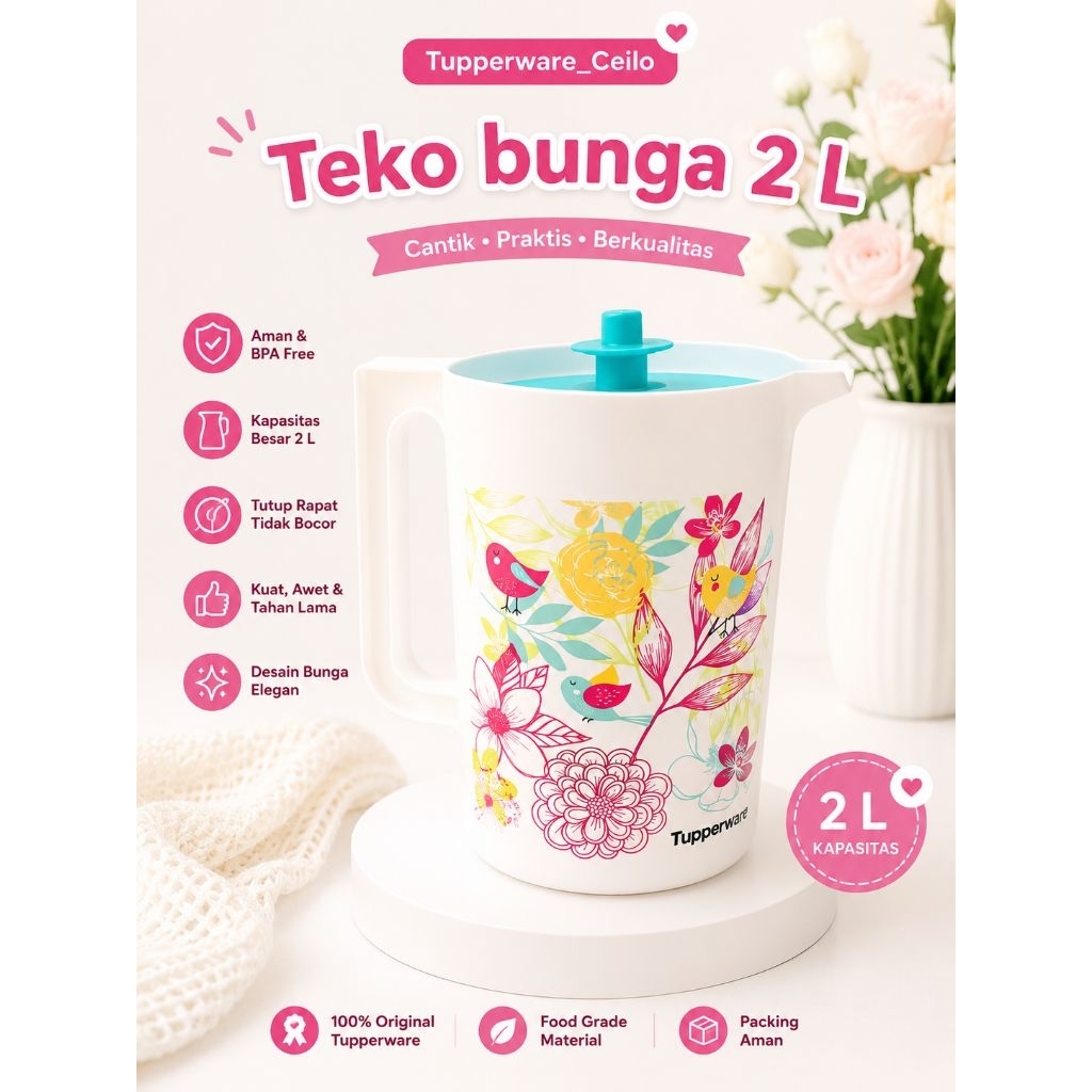 Tupperware Teko 2 L Tutup Biru