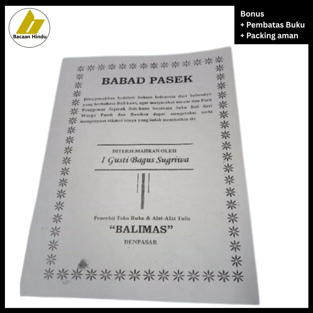 Buku Salinan Lontar Babad Pasek Agama Hindu I Gusti Bagus Sugriwa Bacaan Hindu