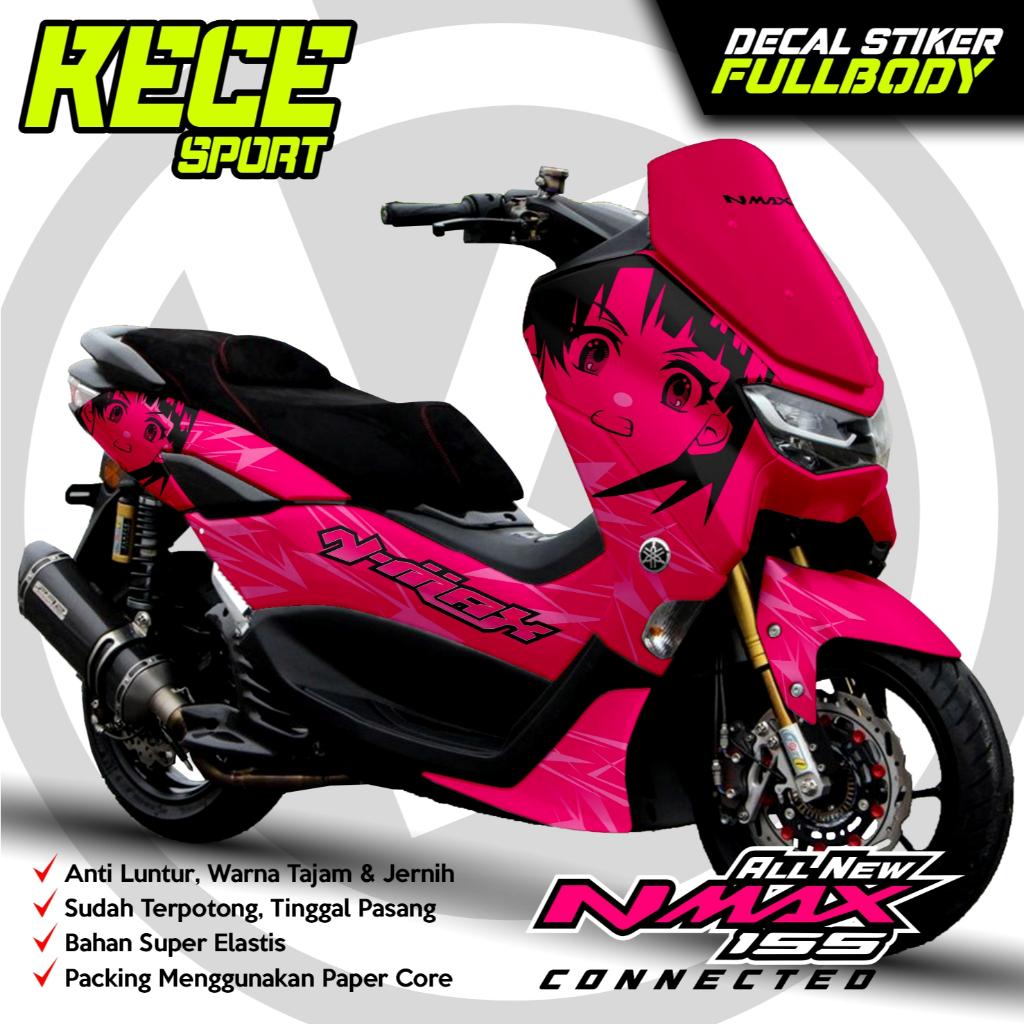 STIKER MOTOR NMAX NEW TAHUN 2020 2021 2022 2023 2024 STRIPING FULLBODY STICKER NMX-ANIME ANGRY GIRL
