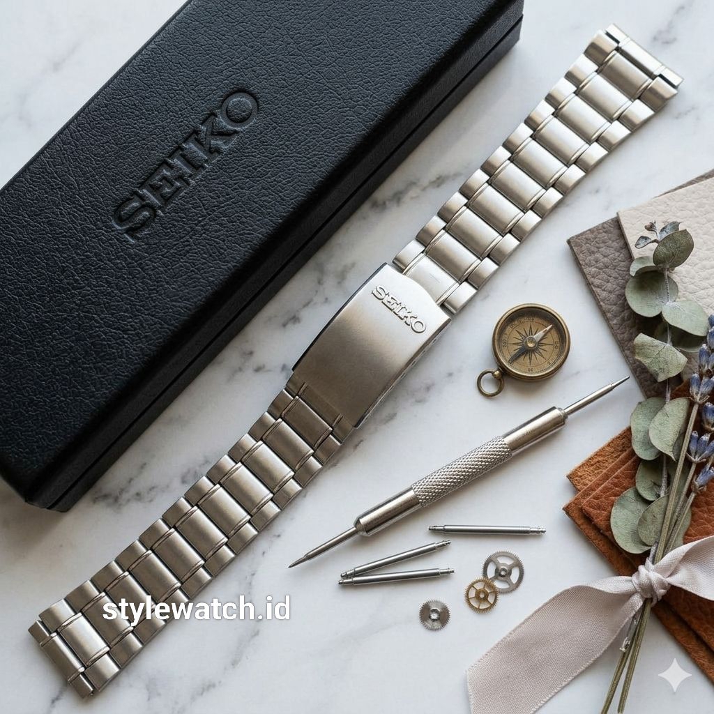 Tali Jam Tangan Seiko Rantai Jam Seiko Steinless Steel Ukuran 18mm 20mm Anti Karat