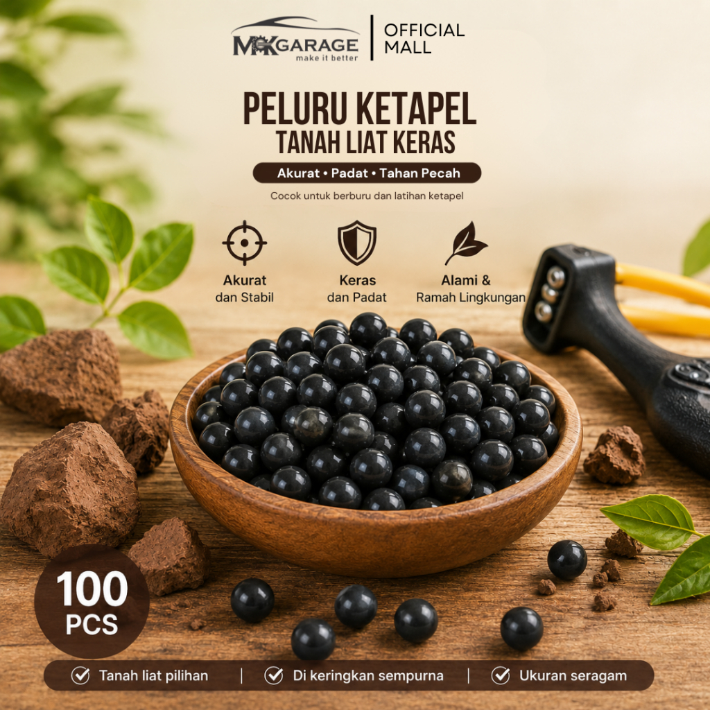 [MKGarage] Peluru Ketapel Tanah Liat 100 Butir 8mm - Slingshot Ammo Hard Mud 100pcs 8mm