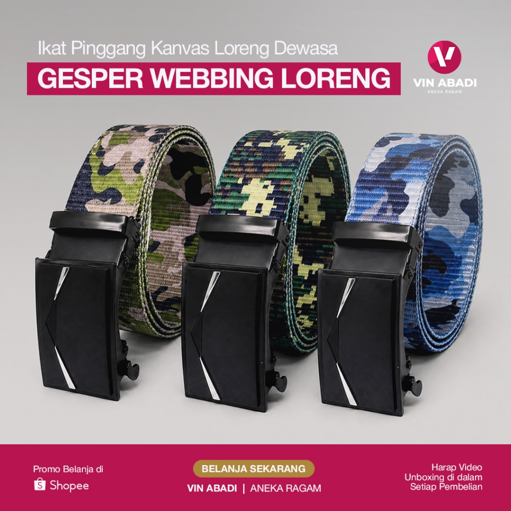 Ikat Pinggang Pria Kanvas Army Tactical Kepala Besi / Gesper Tactical Loreng AMC-NX-2