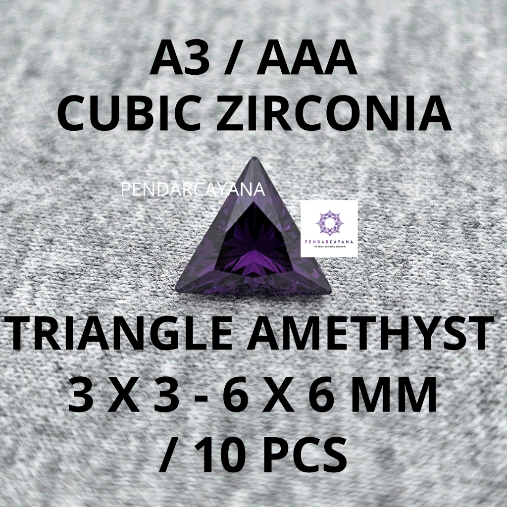 CUBIC ZIRCONIA A3 / AAA 3X3 - 6X6 MM TRIANGLE AMETHYST / 10 PCS