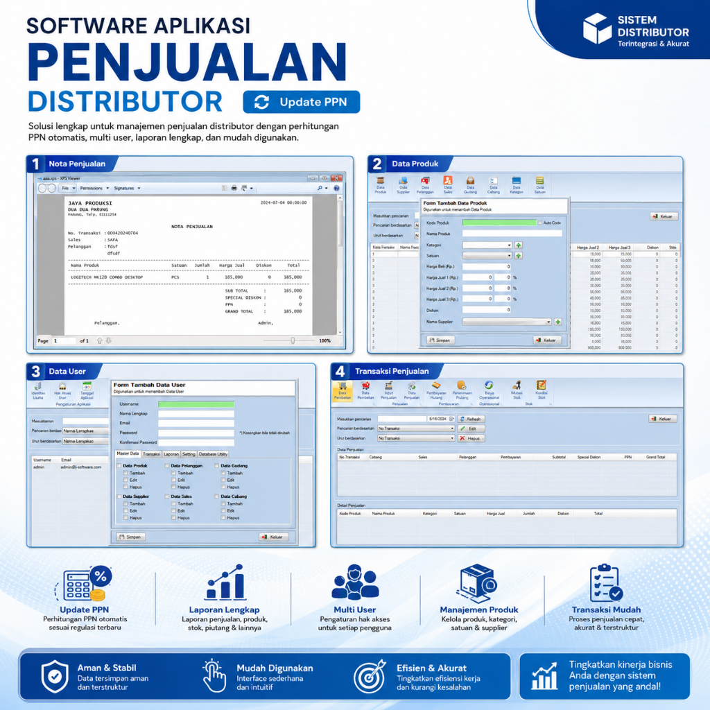 Software Aplikasi Penjualan Distributor Update PPN Full Version Multi User