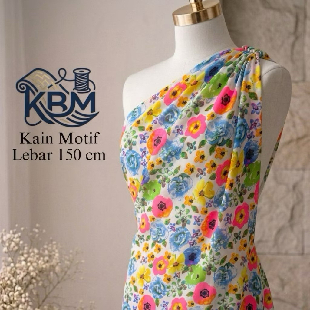 Kain Sifon Ceruty Babydoll Motif Bunga Colorful Floral Premium frds