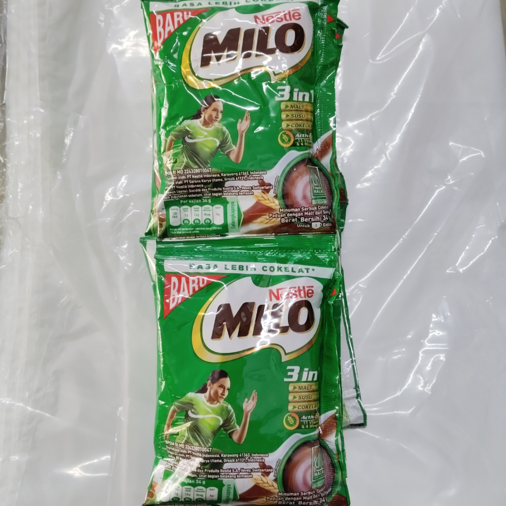 (ECERAN) NESTLE MILO 3IN1 3 IN 1 SACHET SUSU COKLAT 35 GRAM