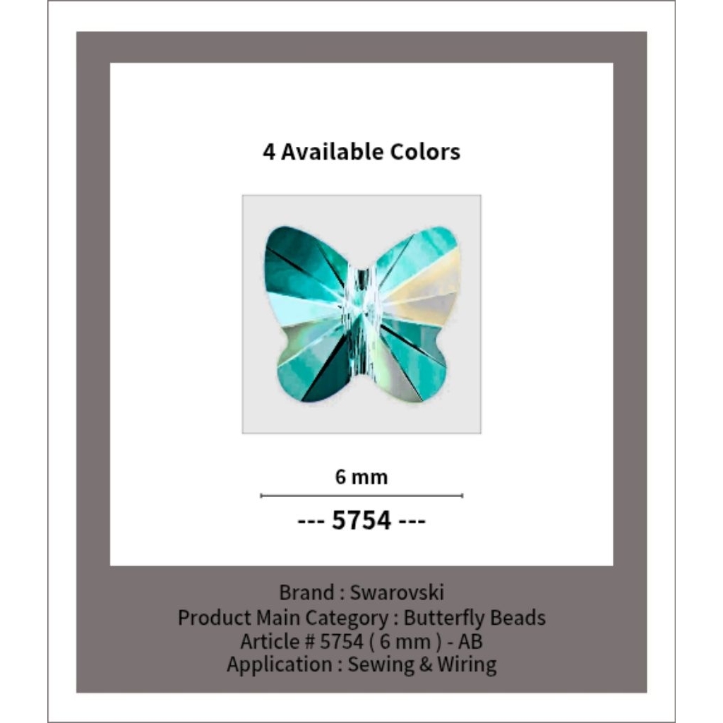 SWAROVSKI™ - 6 MM AB - Butterfly Beads - Article # 5754 - Swarovski Crystal - Swarovski Kristal - Cr