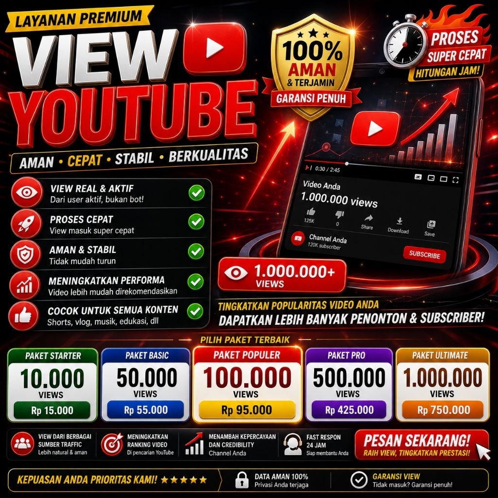 Jasa Viewers Youtube Permanen Non Drop - Suntik View YT YTB Permanen
