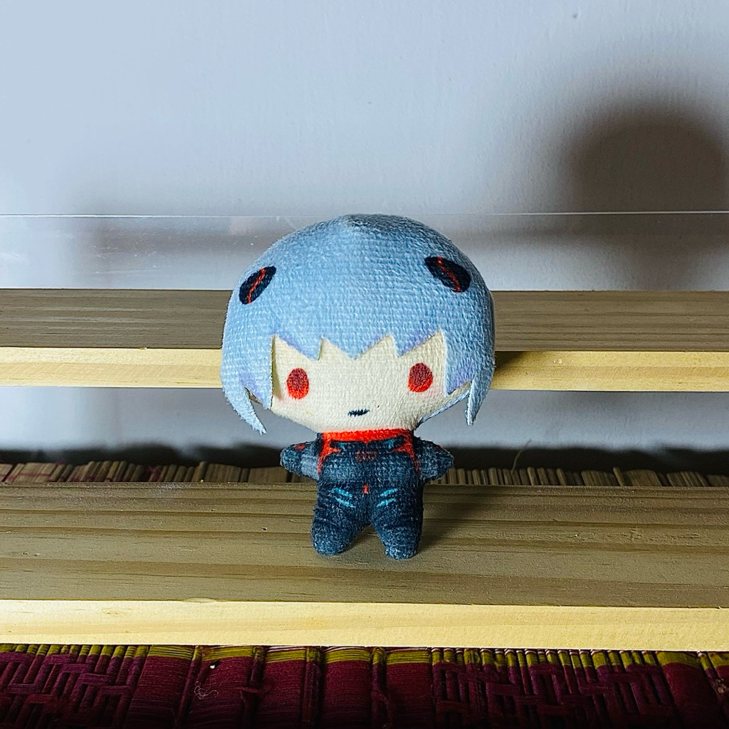 Neon Genesis Evangelion Rei Ayanami Plush Round 1 with Keychain Boneka Gantungan Kunci Cowo Anime