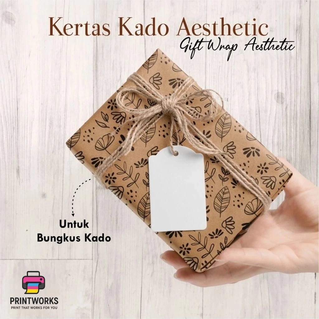 Kertas Kado Kraft Motif Aesthetic - Gift Wrap Vintage Untuk Pembungkus Kado dan Buket Bunga