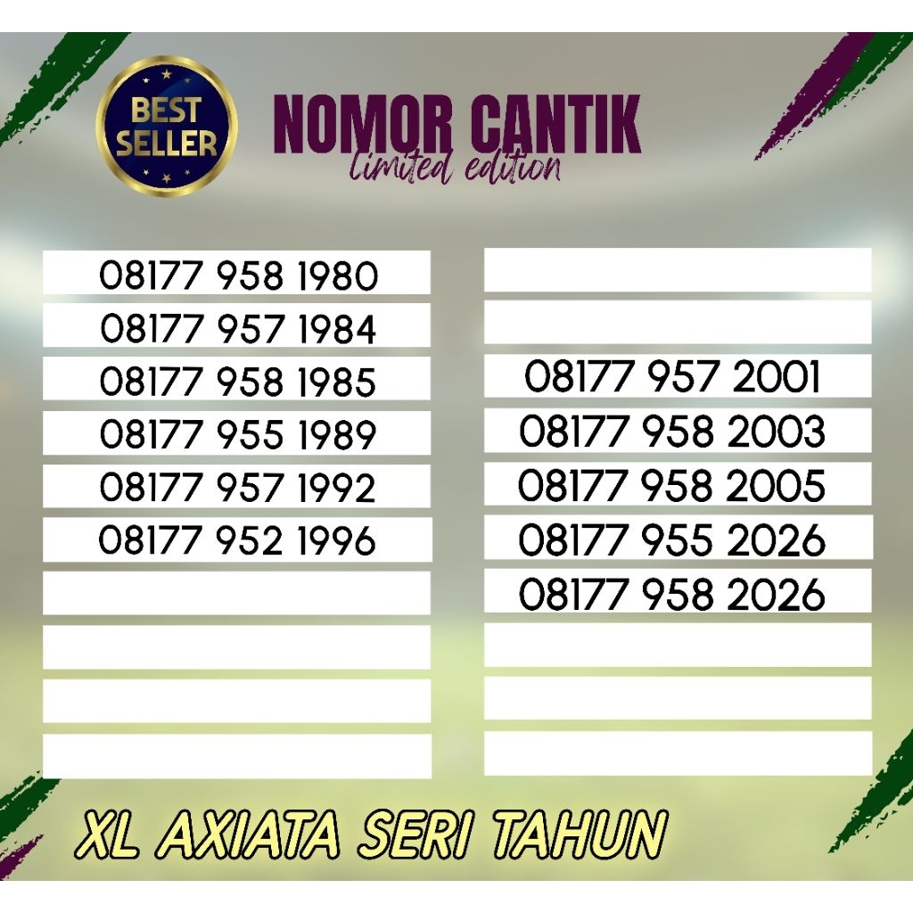 Nomor cantik xl seri tahun