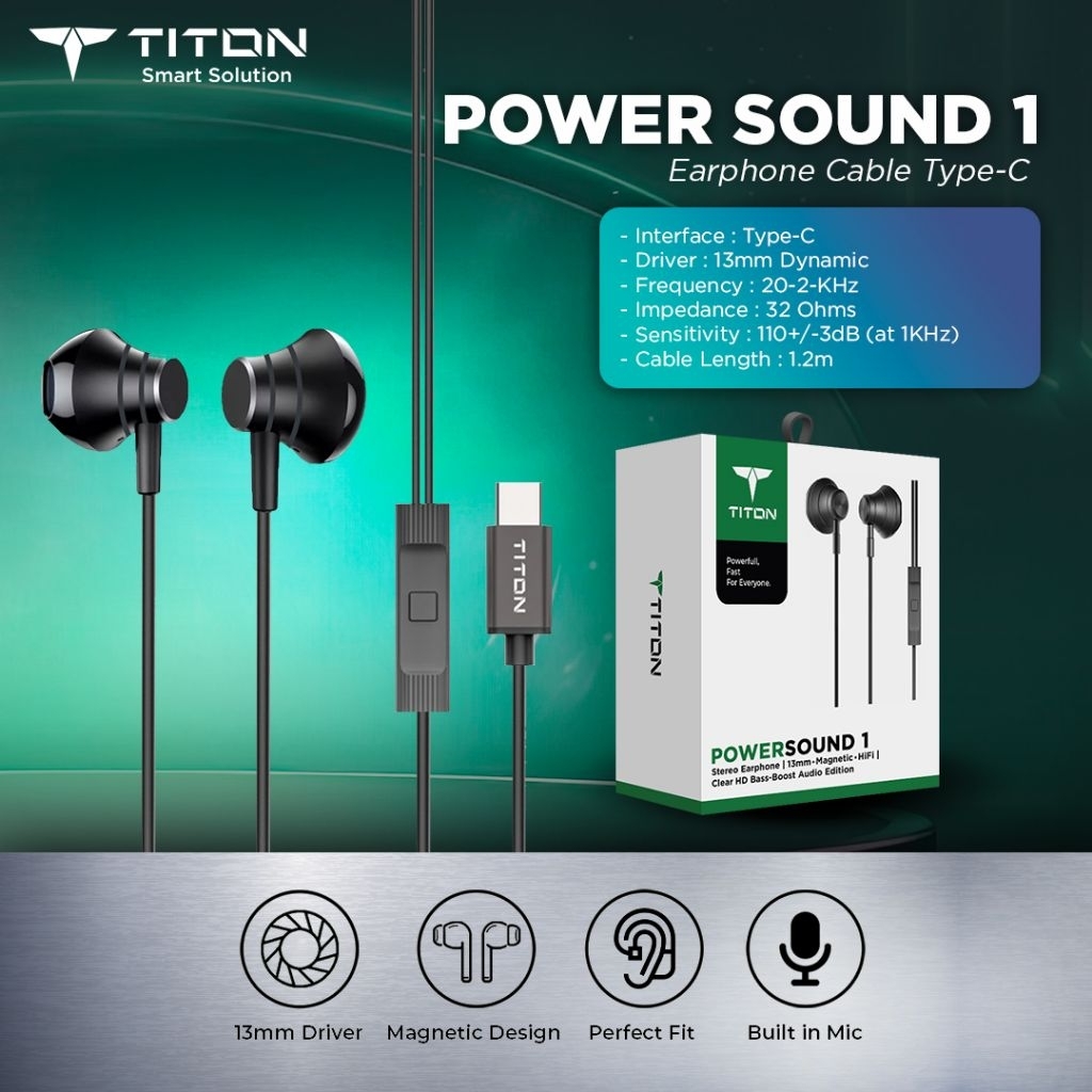 Earphone Kabel TITON Power Sound 1 Type-C