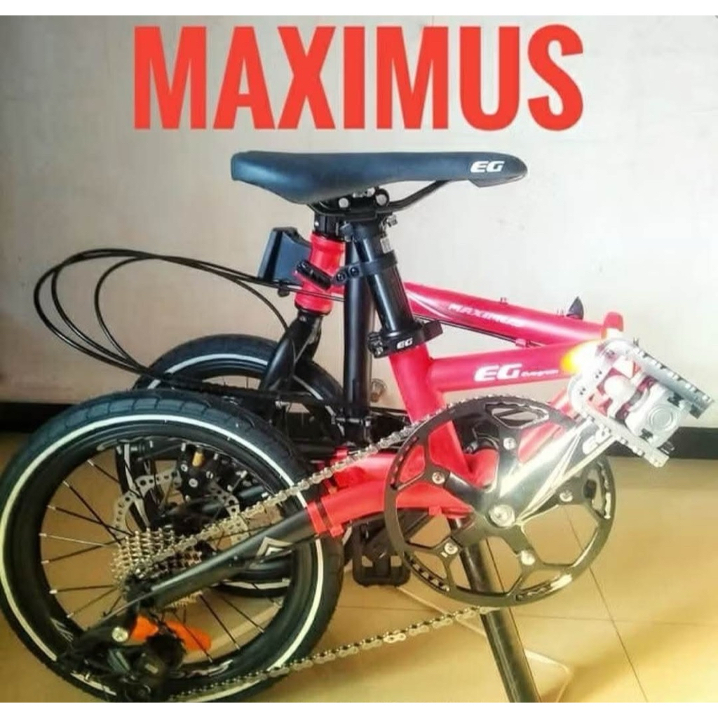 Preloved sepeda lipat Evergreen Maximus 16 inchi. Kondisi full set