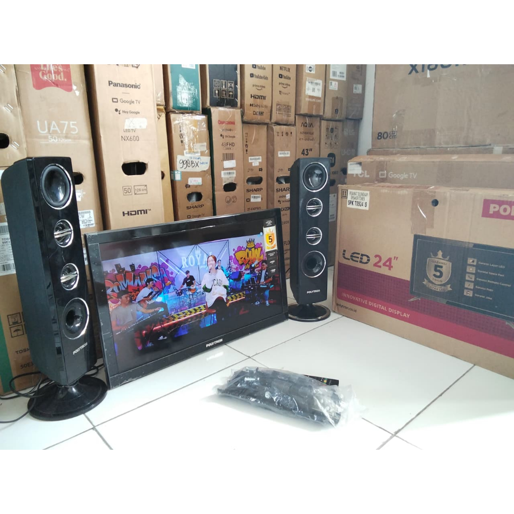 TV LED POLYTRON ANALOG 24 INC KONDISI BEKAS MASIH SEGEL LAYAR FLEK MERAH (6029)