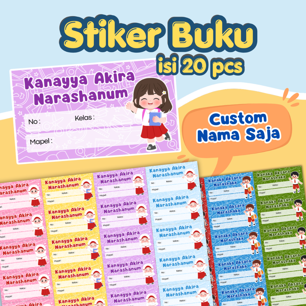 STIKER LABEL BUKU KERTAS CUSTOM NAMA