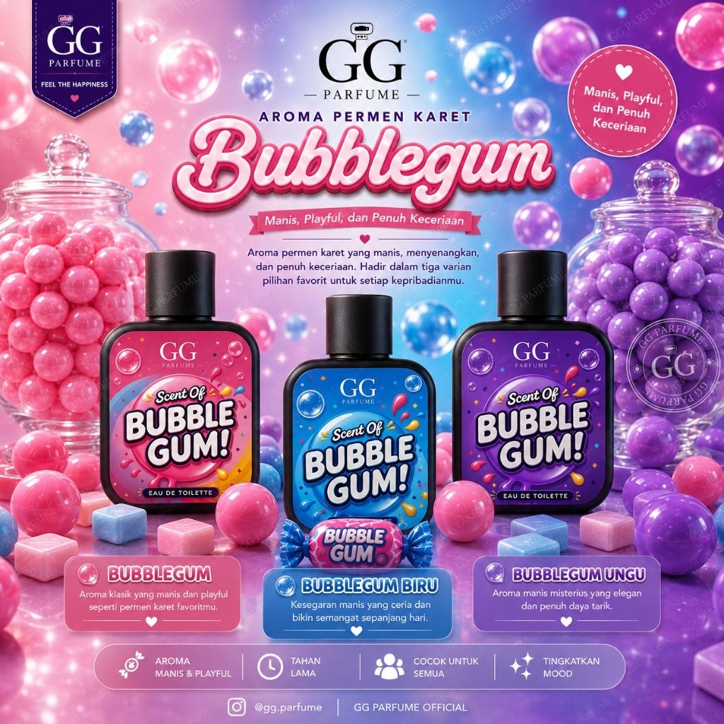 GG PARFUME. Parfume murah aroma permen karet Bubblegum. ukuran 30ml cocok untuk Pria dan Wanita rema