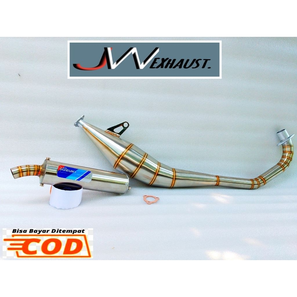 Knalpot satria hiu satria lumba kolong samping team Suzuki titanium anti karat