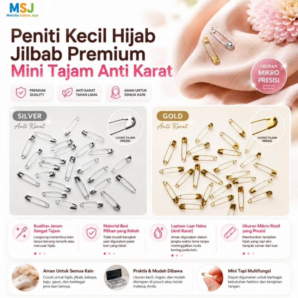 Peniti Kecil Hijab Jilbab Premium Mini Tajam Anti Karat