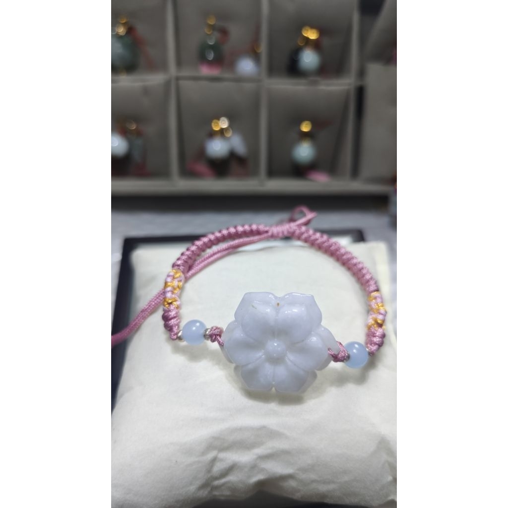 gelang giok burma asli tali bunga