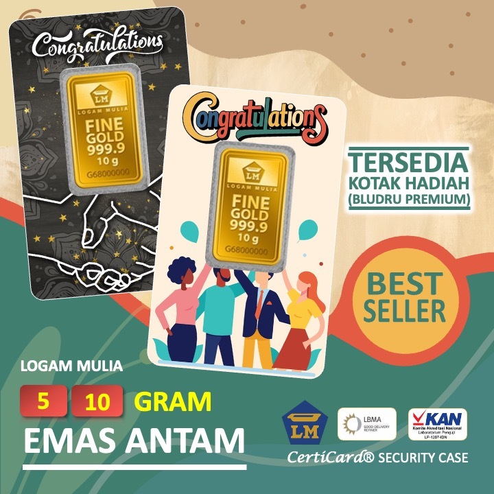 LM Logam Mulia Emas Antam 5 gr 10 gr gram Kado Gift Congratulations Congrats Selamat Hadiah Prestasi
