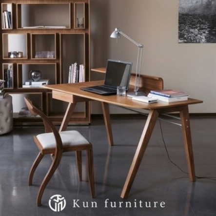 Set Meja Kerja Scandinavian Kayu Jati Terbaru-Meja Kantor Rumah Elegan - Meja Saja