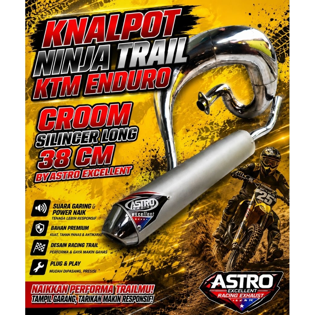 Knalpot Ninja KTM Enduro krum silincer Panjang 38-40 PNP Rangka KTM rangka standar