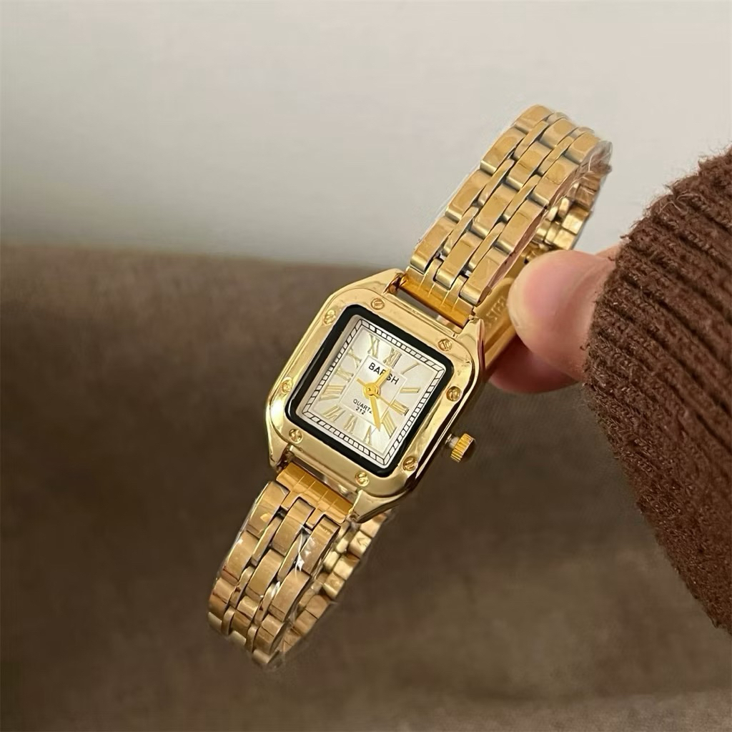 ULZZANG Jam Tangan Wanita BARSH Kotak Rantai Stainless Elegan Vintage Romawi Watches