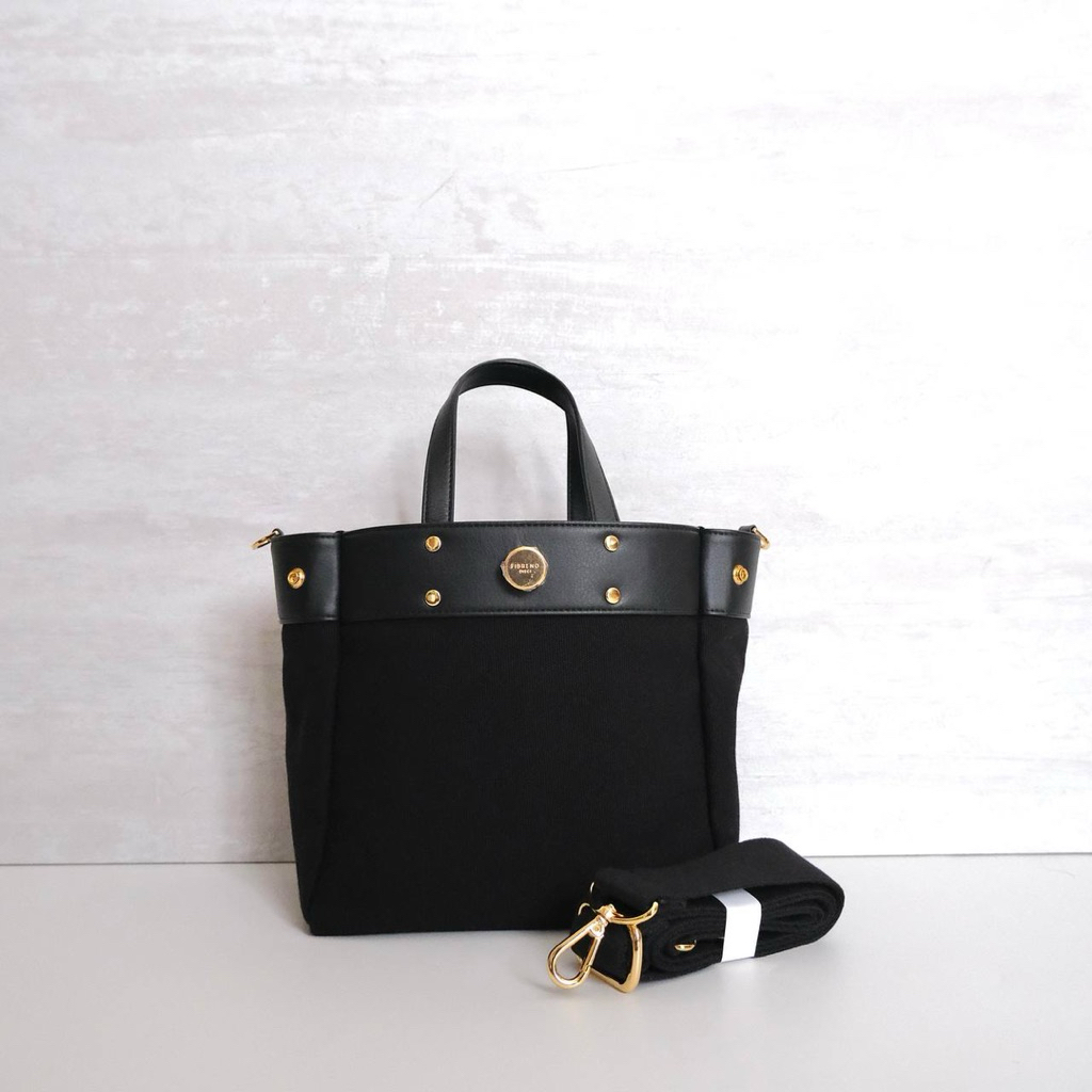 FIBRENO Two Tone Tutti Square Bag in Black GHW
