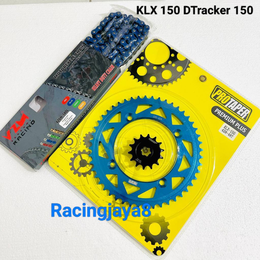 Gear set Protaper Biru KLX 150 DTRACKER 150 set rantai Biru VZM Racing 428